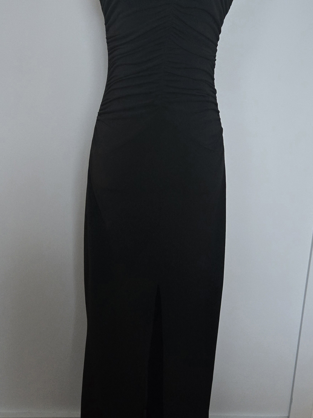 Classic Black Ruched Maxi Dress - Timeless Evening Style